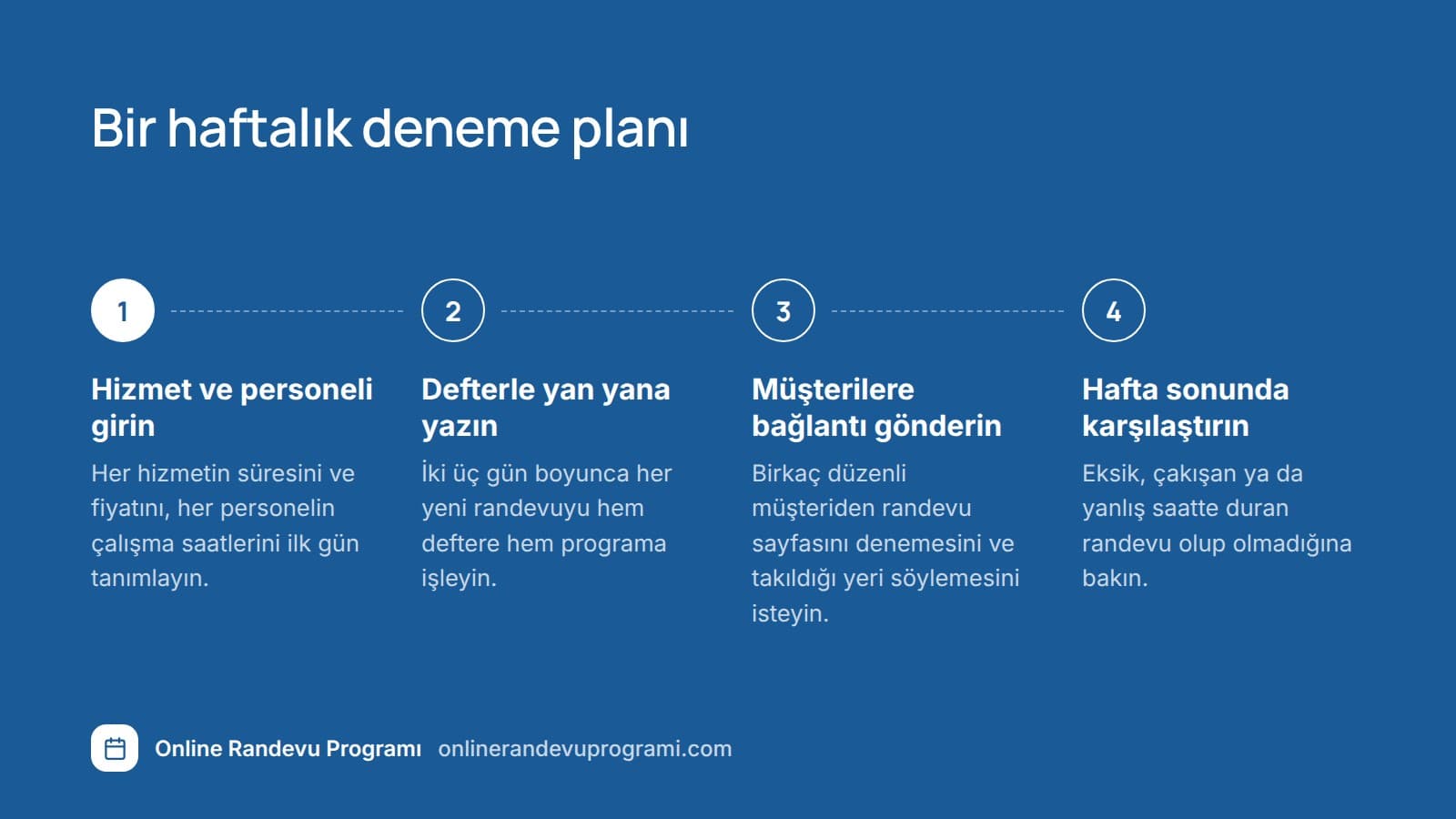 Randevu programını bir hafta boyunca defterle yan yana denemek için dört adım.